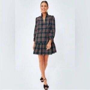 NWT Tuckernuck Palmerston Tartan Plaid Drop Waist Long Sleeve Mini Dress Size S